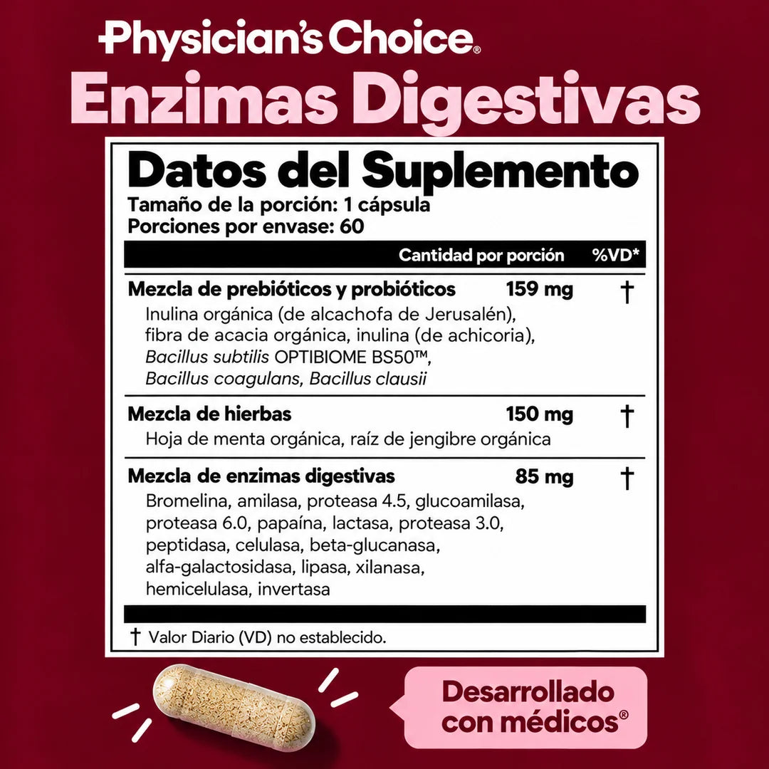Enzimas Digestivas 16 en 1 + Probióticos | 60 Cápsulas
