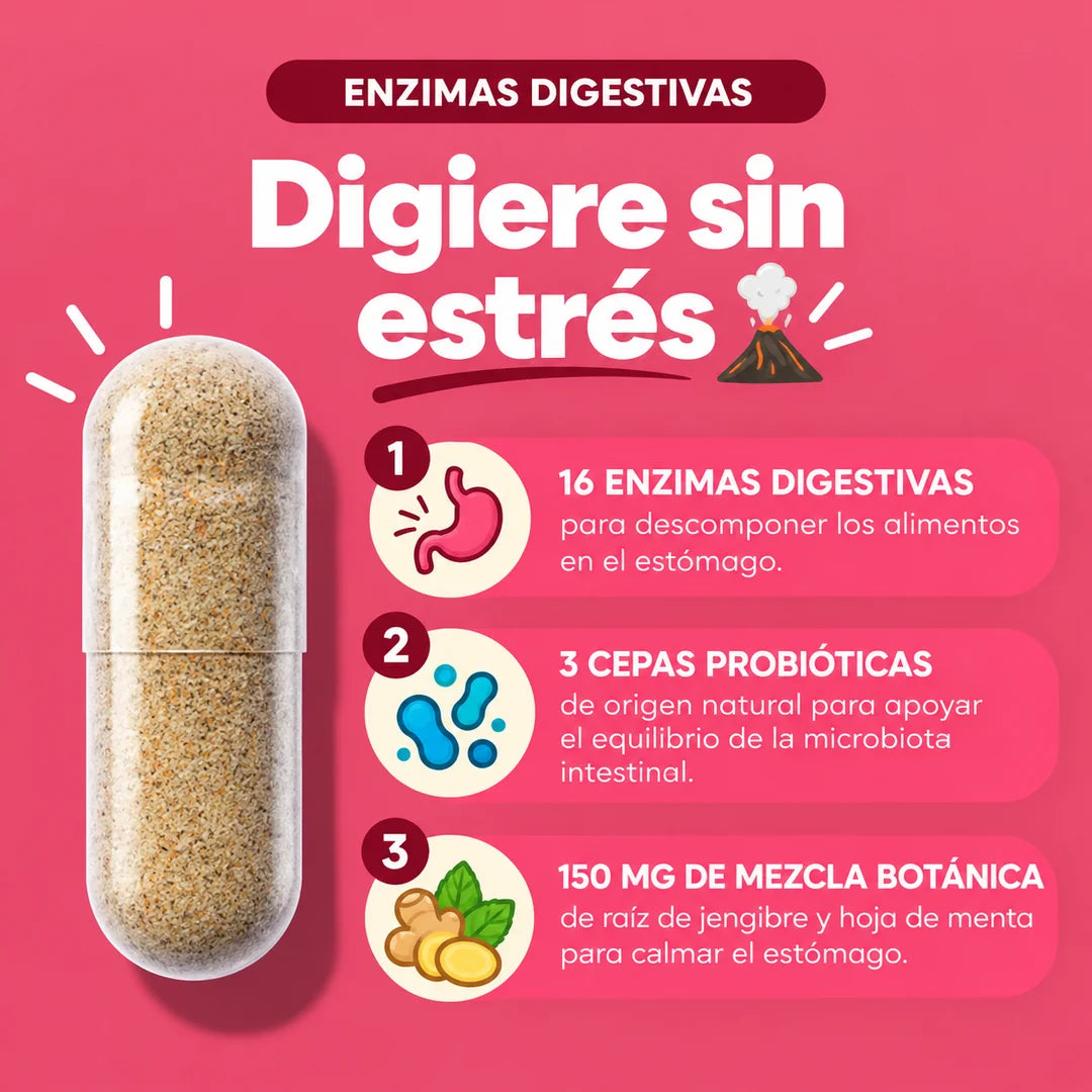 Enzimas Digestivas 16 en 1 + Probióticos | 60 Cápsulas