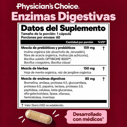 Enzimas Digestivas 16 en 1 + Probióticos | 60 Cápsulas