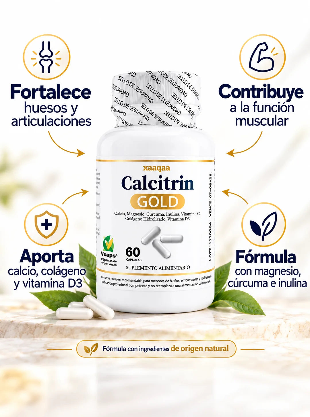 Calcitrin GOLD | Fórmula 7 en 1 para Huesos y Músculos