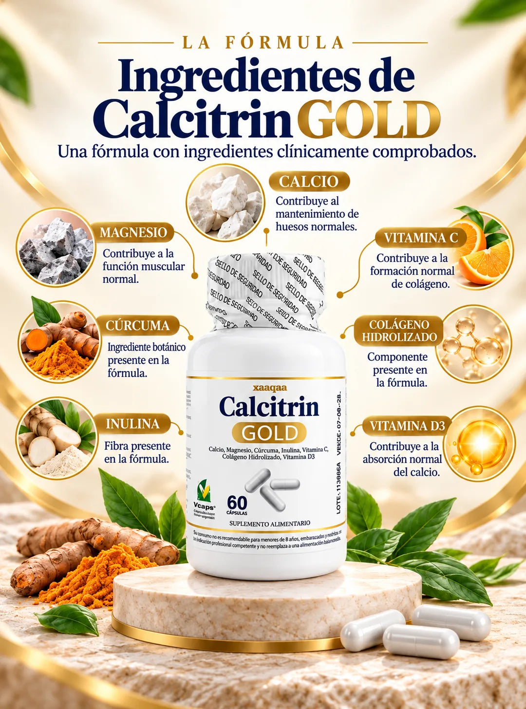 Calcitrin GOLD | Fórmula 7 en 1 para Huesos y Músculos